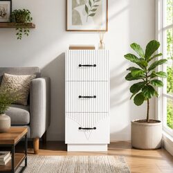 Compact White Drawer Cabinet – Engineered Wood 33x34.5x87cm