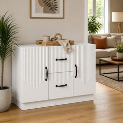 Compact White Sideboard with Multiple Storage Solutions