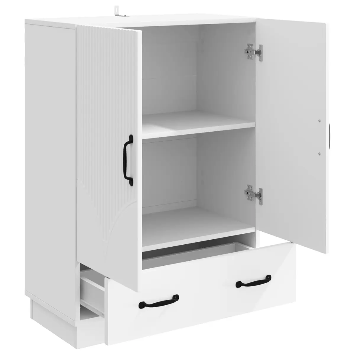 Storage Cabinet White Engineered Wood 66cm Sideboard with Adjustable Shelves for Dining Room