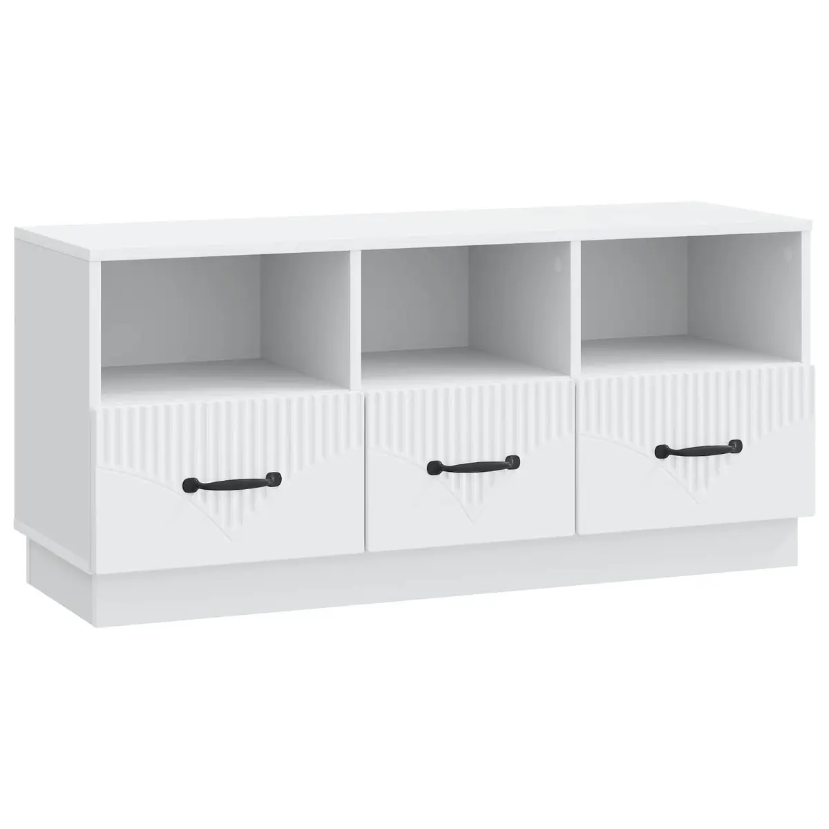 TV Cabinet White Engineered Wood Storage Unit with Drawer Living Room