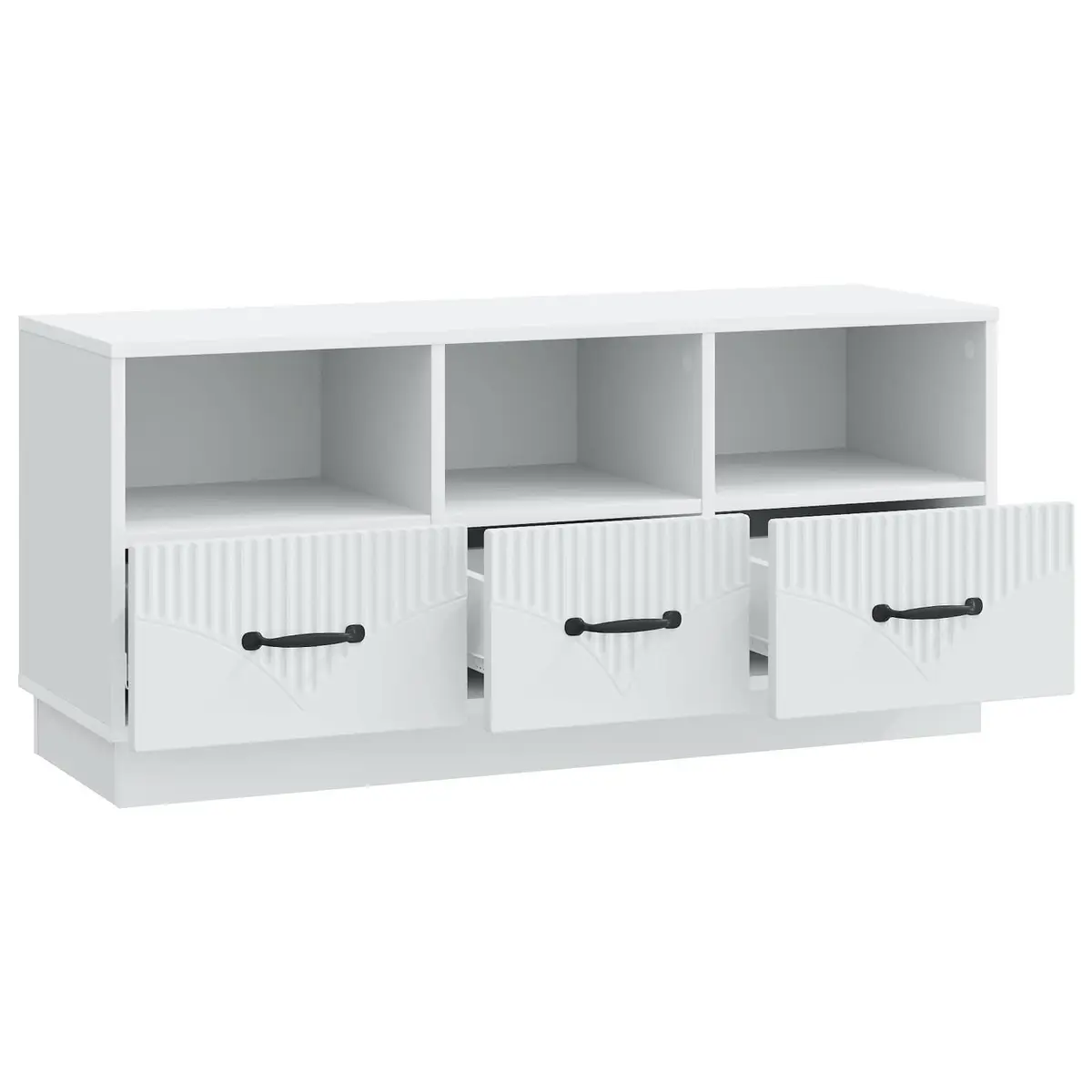 TV Cabinet White Engineered Wood Storage Unit with Drawer Living Room