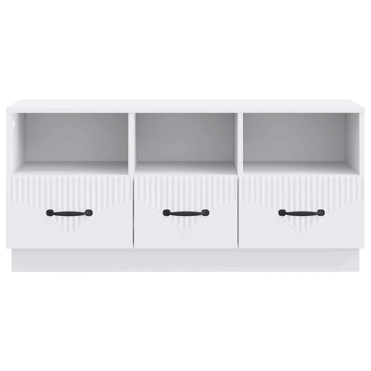 TV Cabinet White Engineered Wood Storage Unit with Drawer Living Room