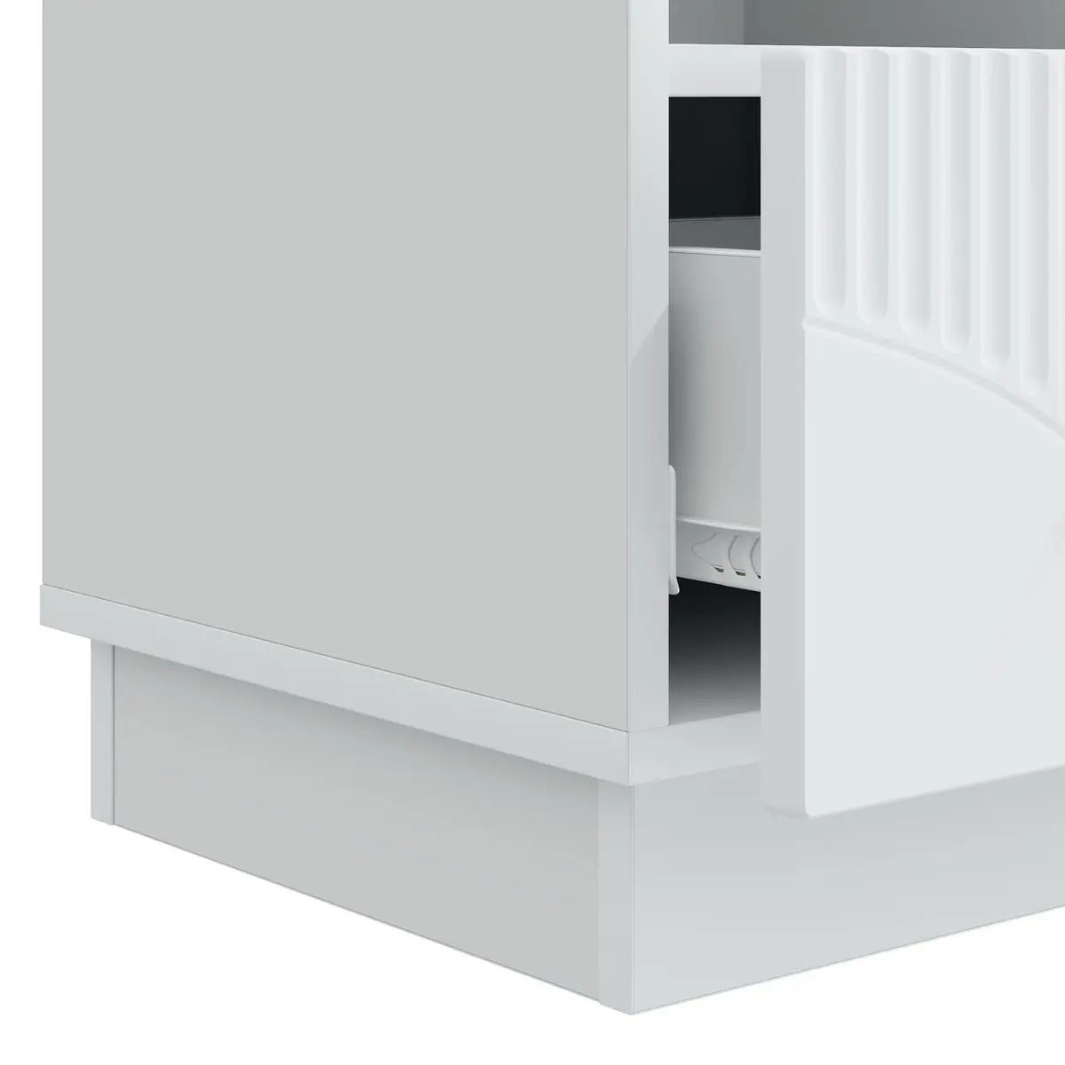 TV Cabinet White Engineered Wood Storage Unit with Drawer Living Room