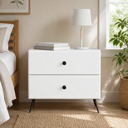 Concise Design: White Bedside Cabinet with Storage