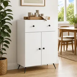 Concise White Buffet Cabinet for Modern Living