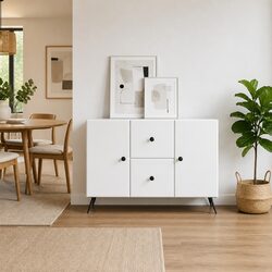 White Sideboard Buffet Storage Cabinet Dining Room Living Room Organizer
