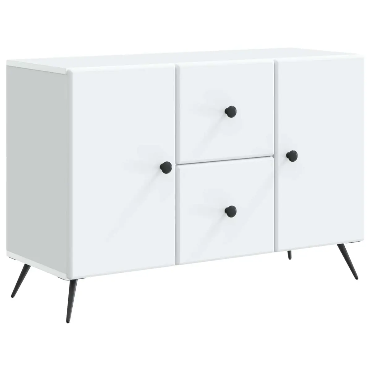 Sideboard White Modern Storage Cabinet with LED Lighting Compartments Drawers and Shelves
