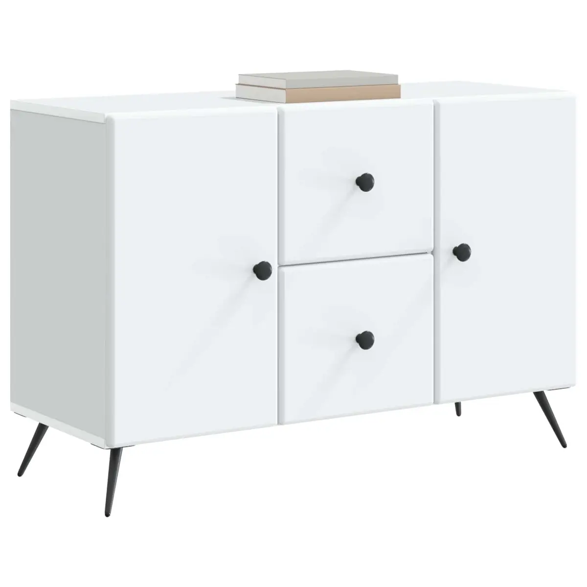 Sideboard White Modern Storage Cabinet with LED Lighting Compartments Drawers and Shelves
