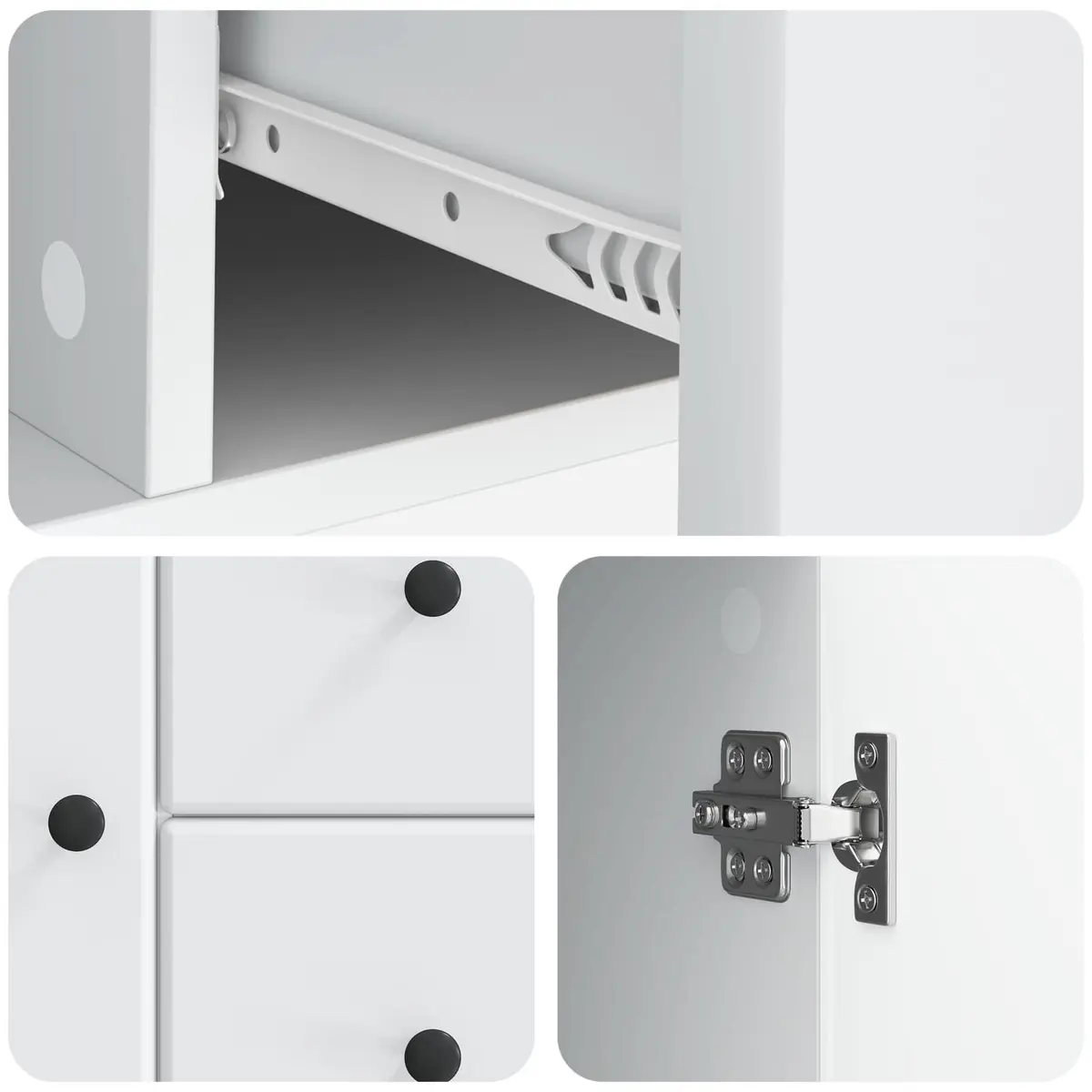 Sideboard White Modern Storage Cabinet with LED Lighting Compartments Drawers and Shelves