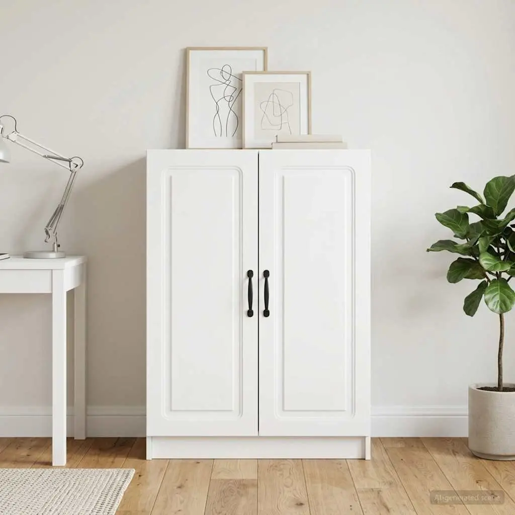 Sideboard White Engineered Wood 66 x 34.5 x 87 cm Sliding Doors Multiple Compartments