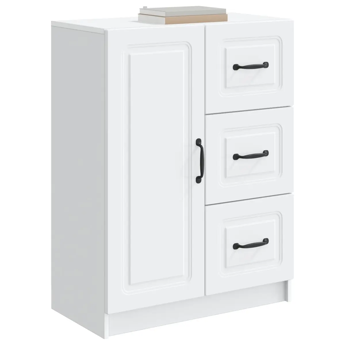 Sideboard White 66cm Modern Engineered Wood Storage Cabinet with Doors and Drawers