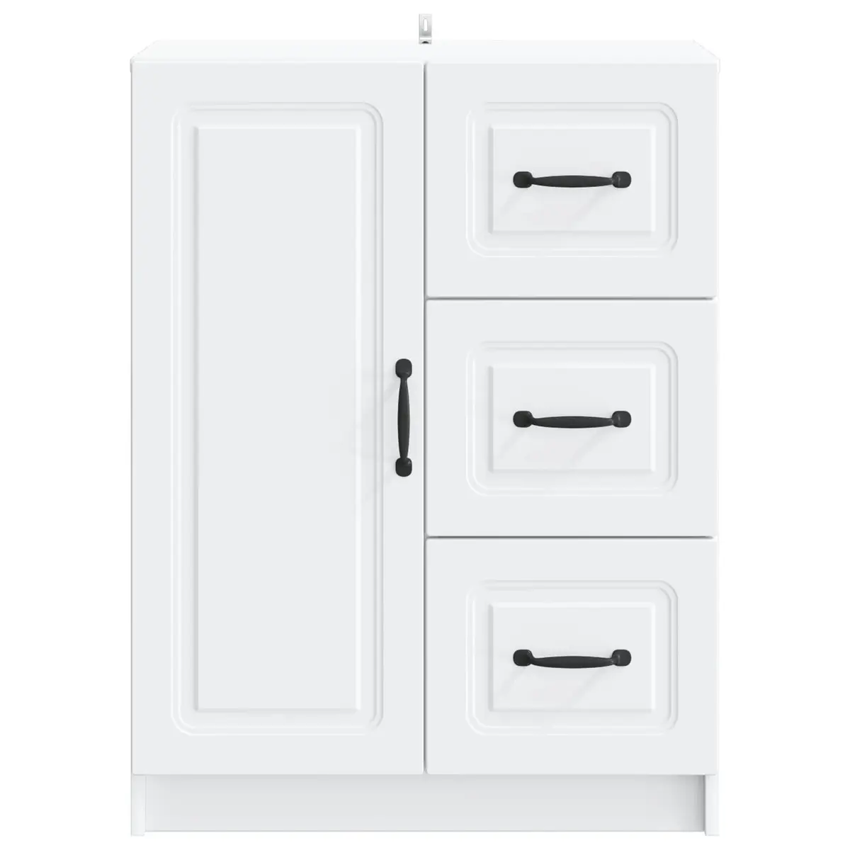 Sideboard White 66cm Modern Engineered Wood Storage Cabinet with Doors and Drawers