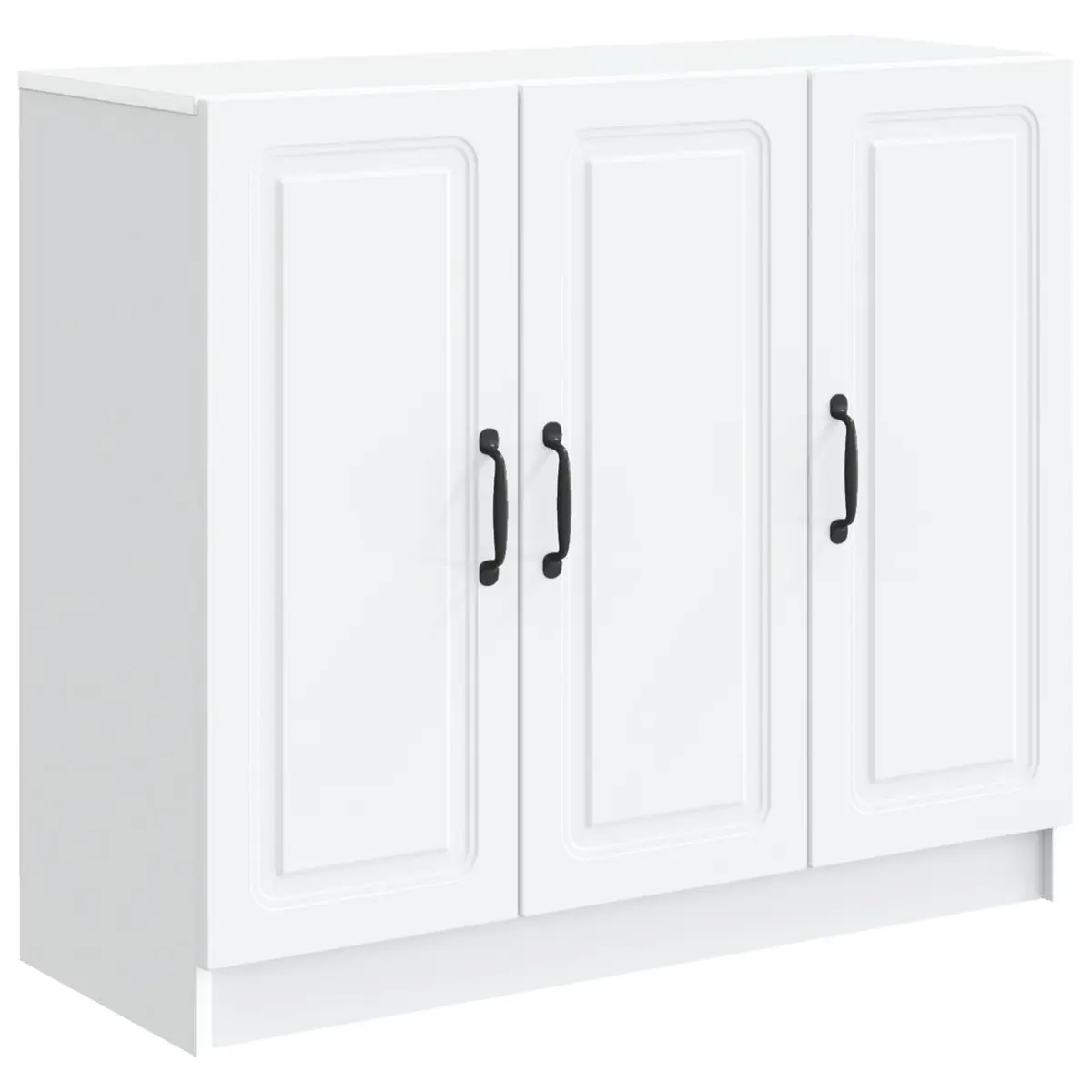 White Sideboard Storage Cabinet Modern Rectangular Engineered Wood Furniture