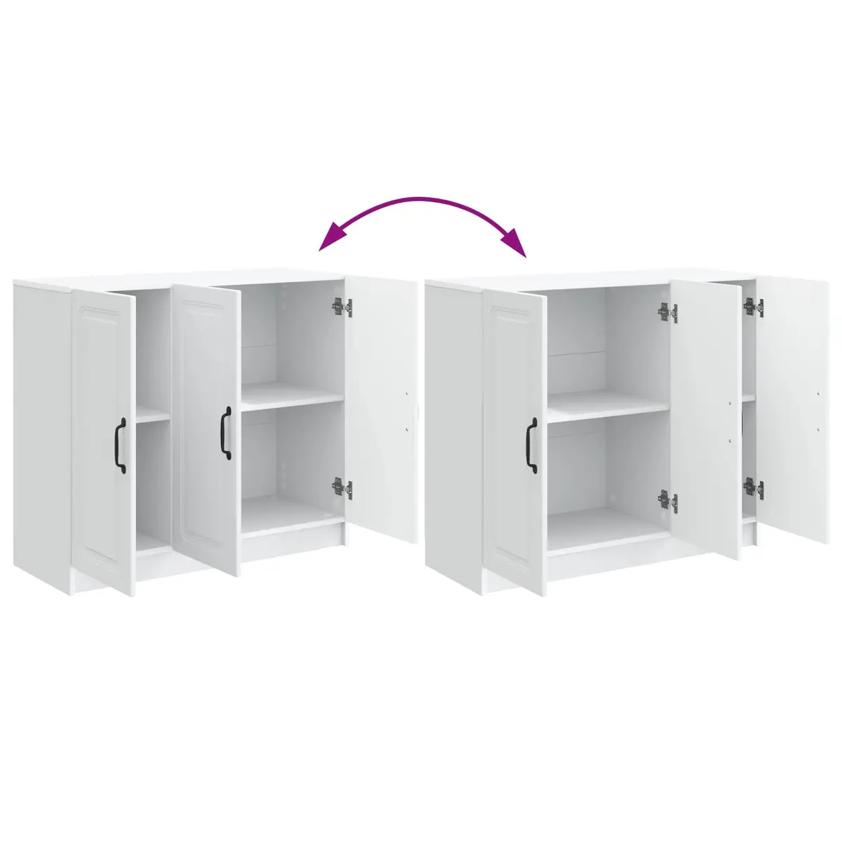 White Sideboard Storage Cabinet Modern Rectangular Engineered Wood Furniture