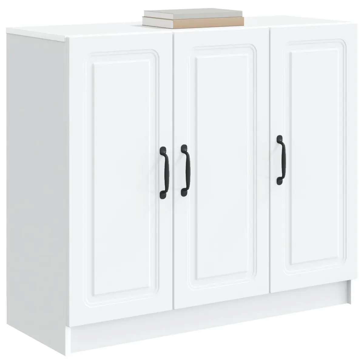 White Sideboard Storage Cabinet Modern Rectangular Engineered Wood Furniture