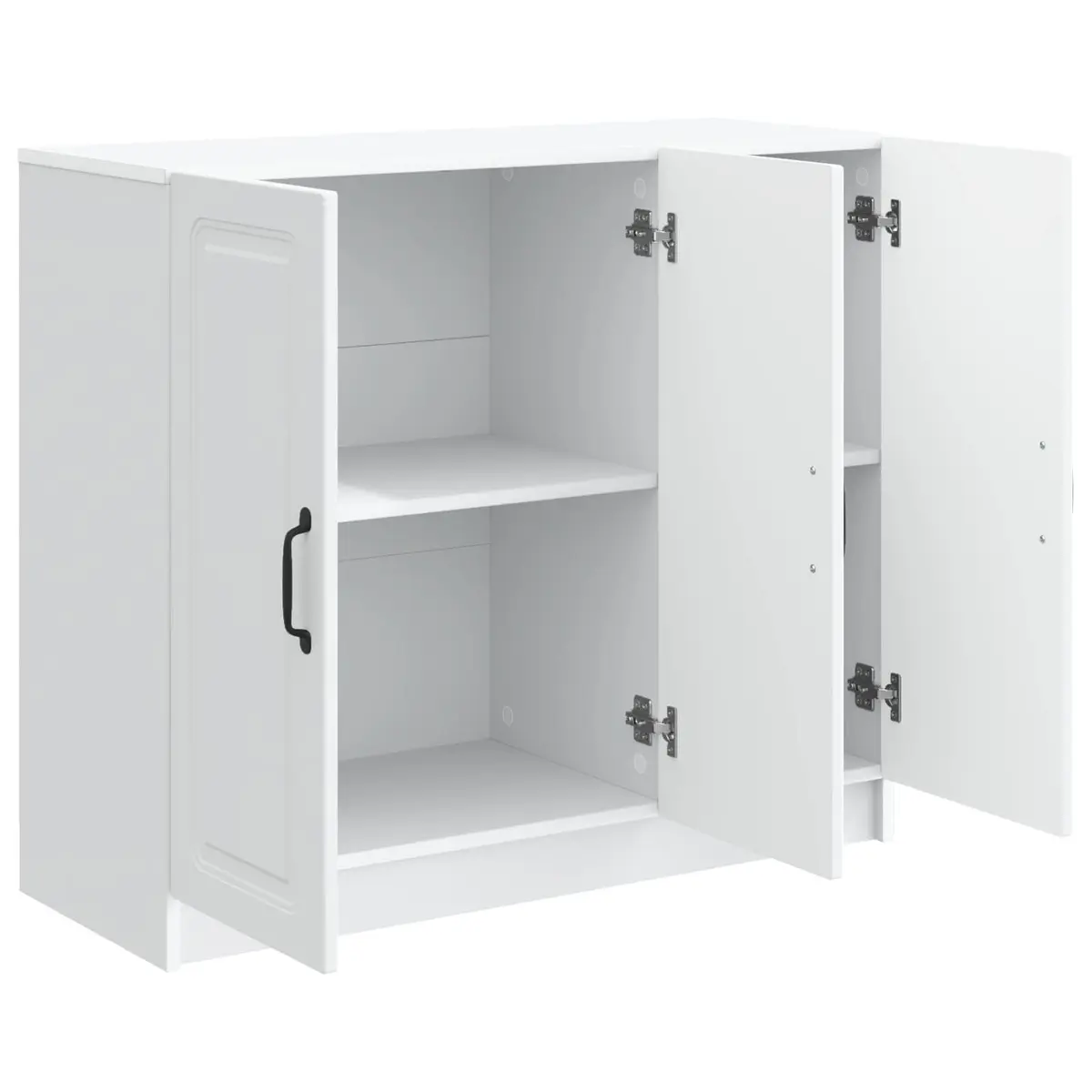 White Sideboard Storage Cabinet Modern Rectangular Engineered Wood Furniture