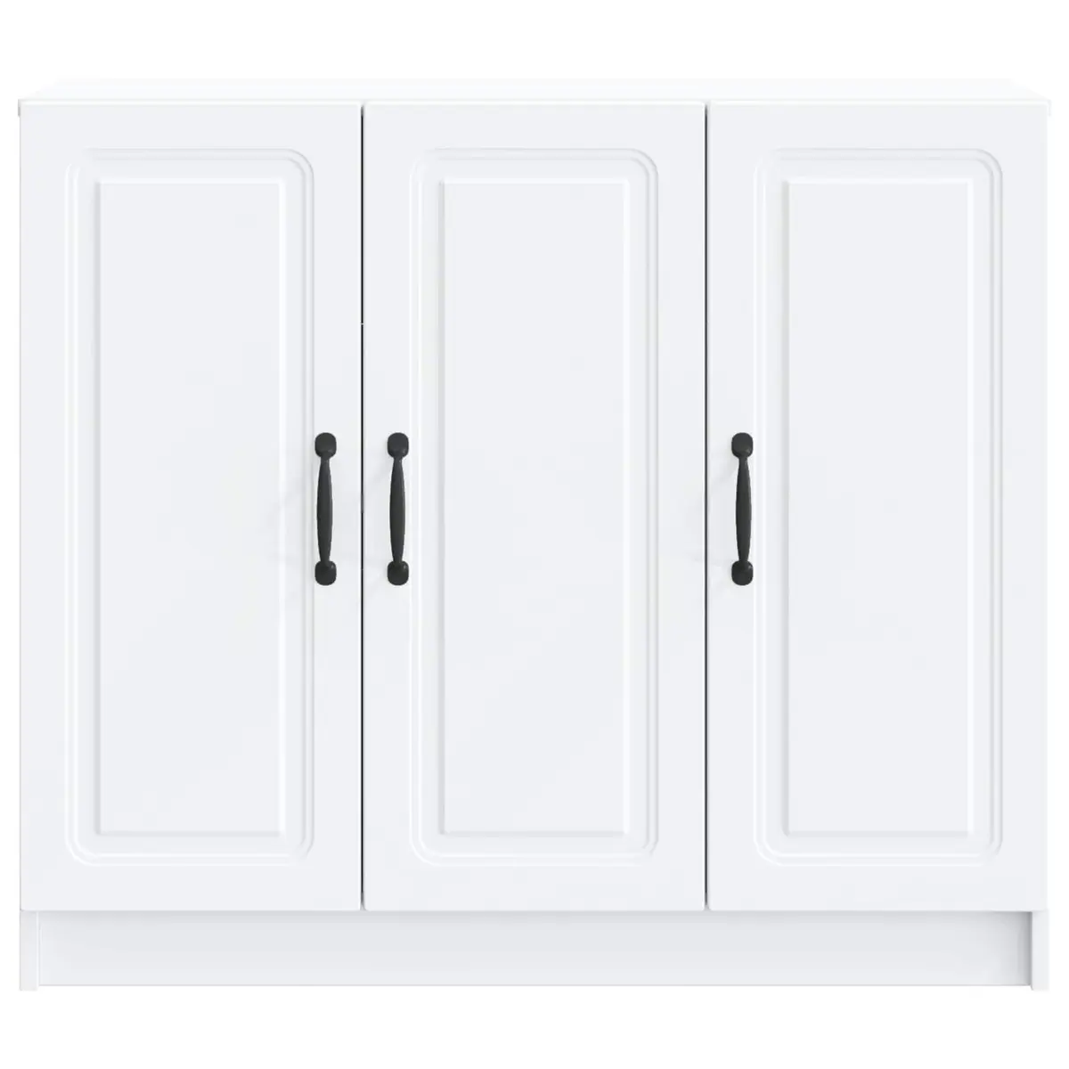 White Sideboard Storage Cabinet Modern Rectangular Engineered Wood Furniture