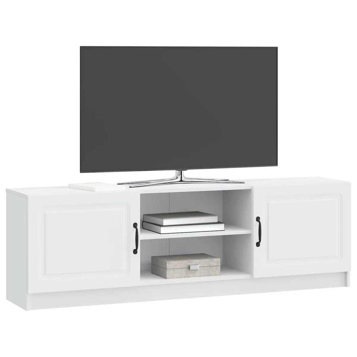 TV Cabinet White 150 x 31 x 47 cm Engineered Wood Retractable Board Shelves