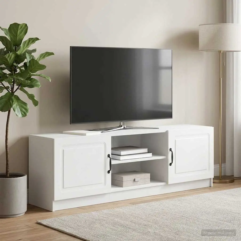 TV Cabinet White 150 x 31 x 47 cm Engineered Wood Retractable Board Shelves