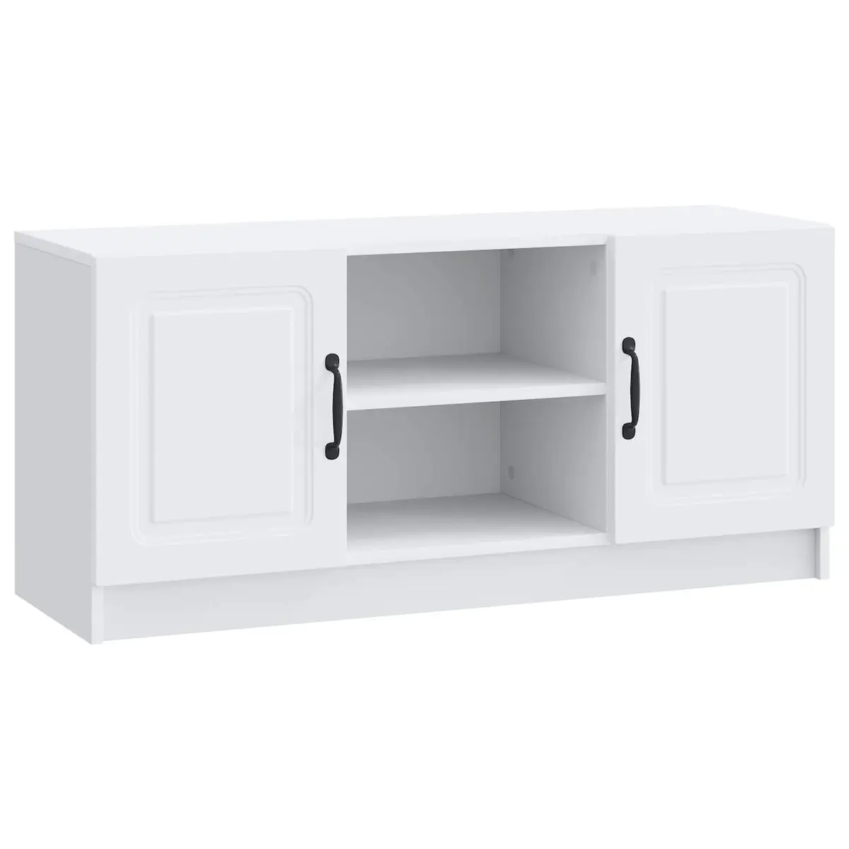 TV Cabinet White Modern Engineered Wood Media Storage Unit Living Room Furniture