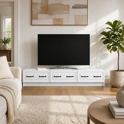 Compact White TV Cabinet with Drawer - Durable and Stylish