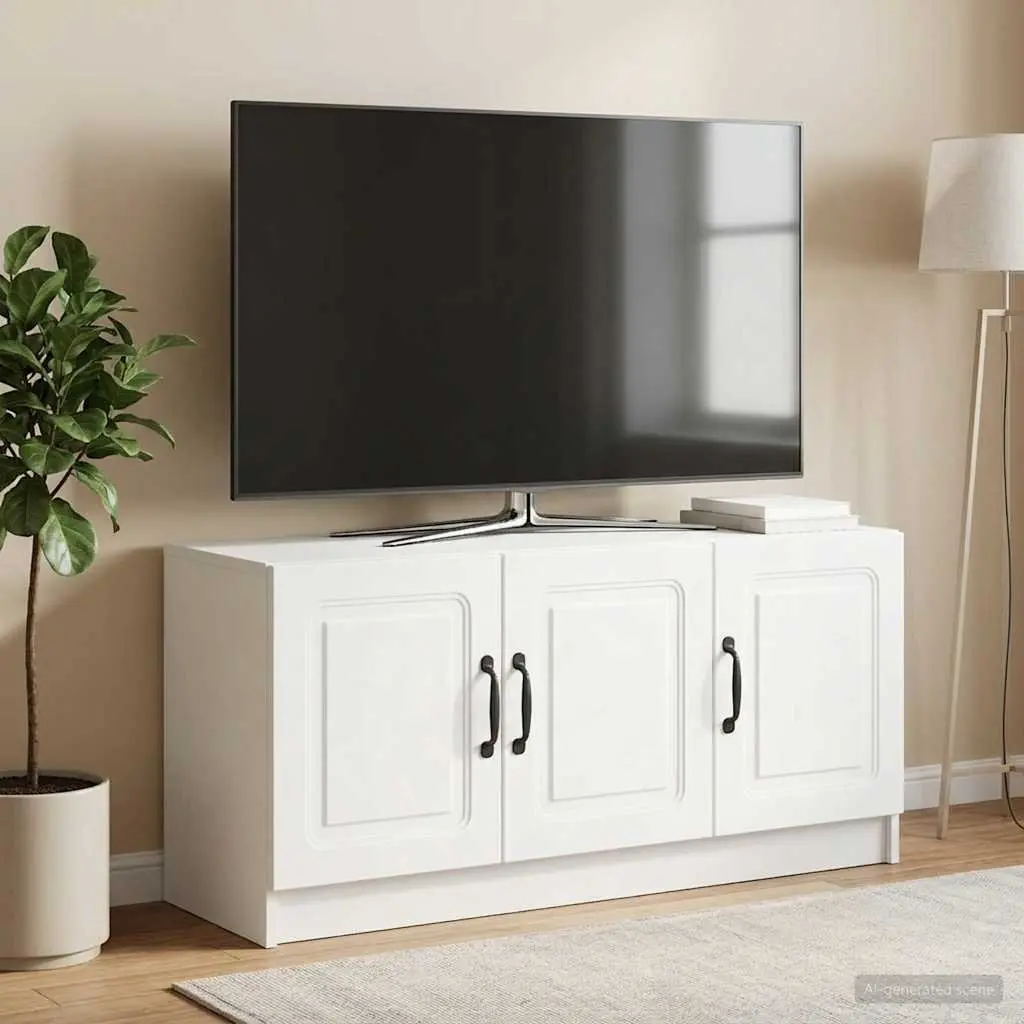 TV Cabinet White 99x34.5x47cm Modern Living Room Storage Unit