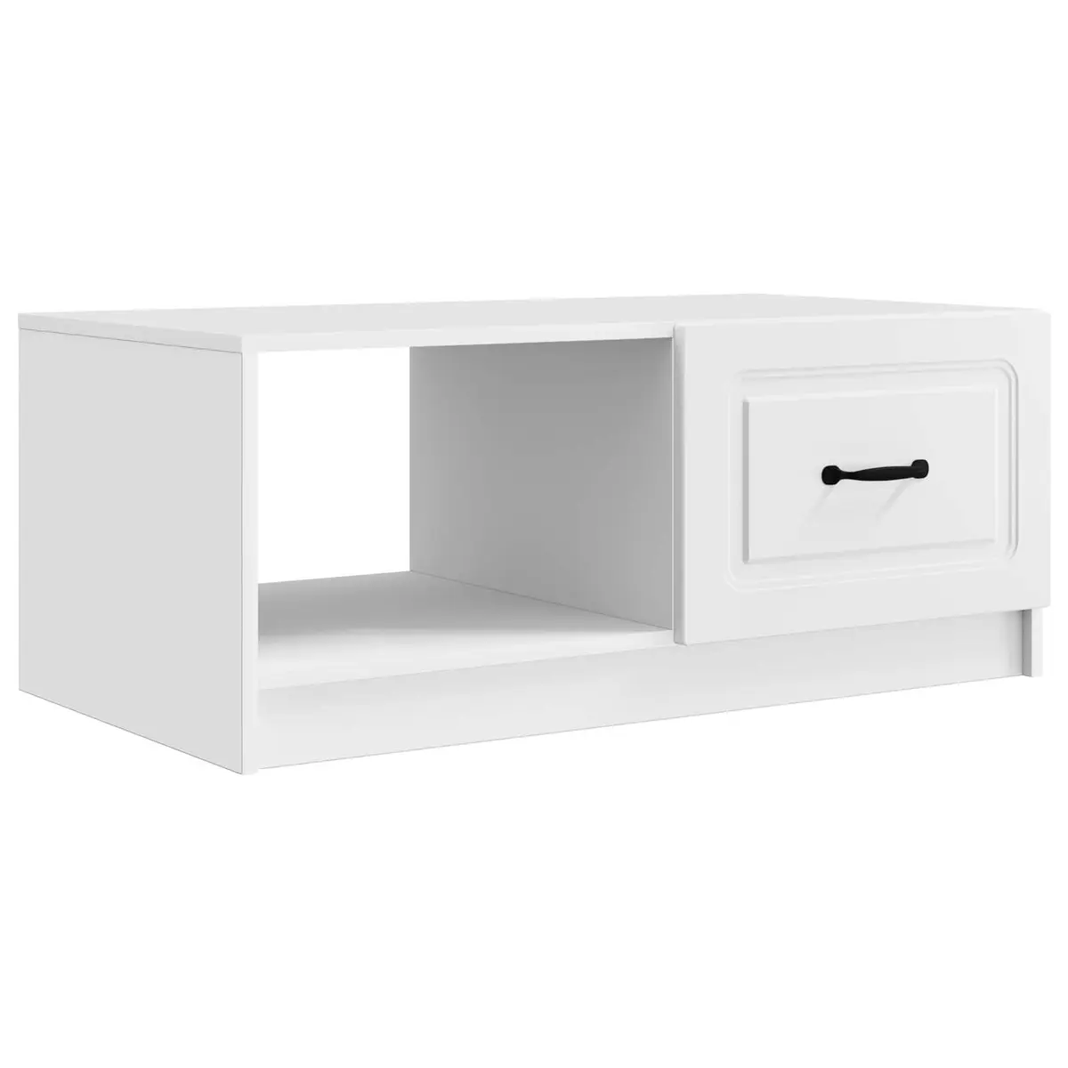 Accent Table Storage White 90x50x37cm Rectangular Engineered Wood Coffee Table with Swing Doors