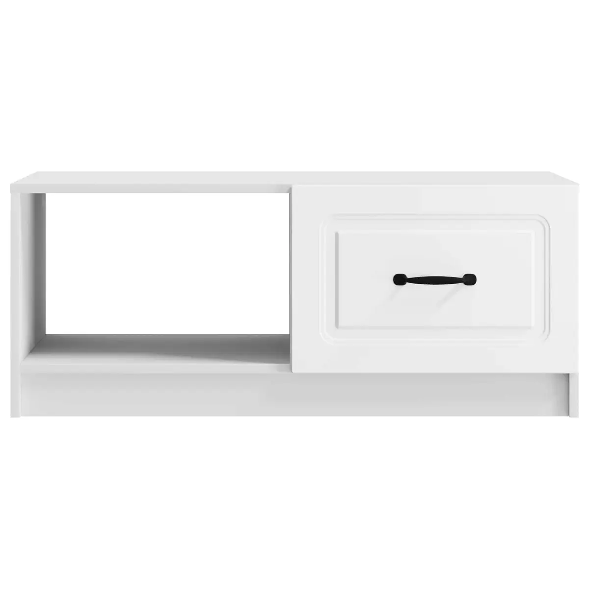 Accent Table Storage White 90x50x37cm Rectangular Engineered Wood Coffee Table with Swing Doors