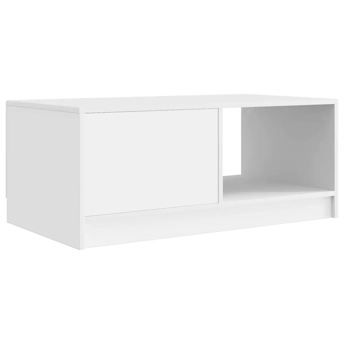 Accent Table Storage White 90x50x37cm Rectangular Engineered Wood Coffee Table with Swing Doors
