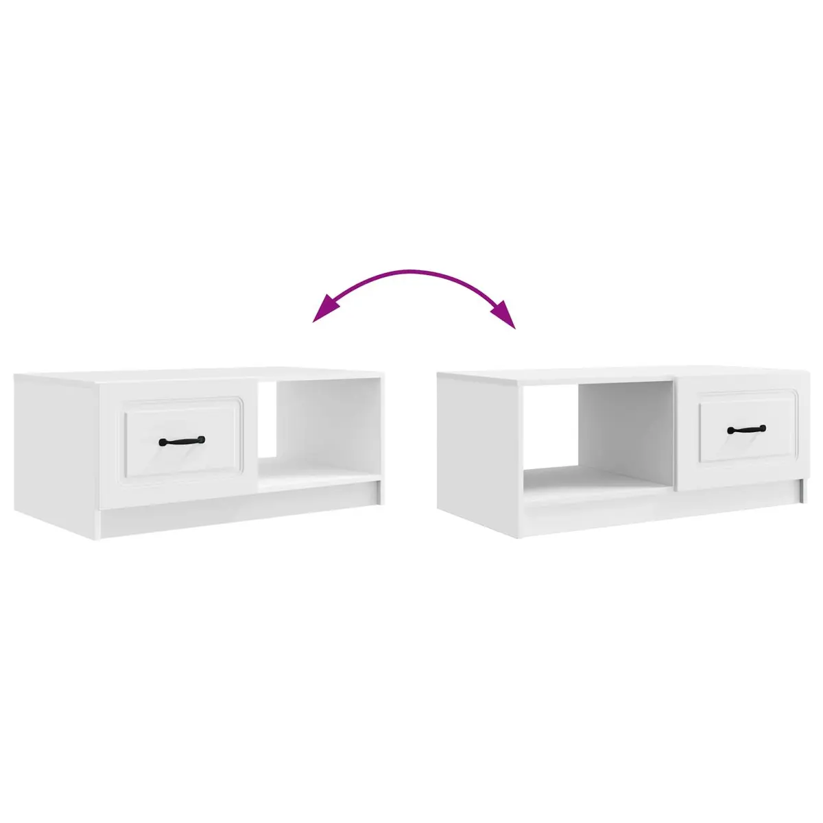Accent Table Storage White 90x50x37cm Rectangular Engineered Wood Coffee Table with Swing Doors
