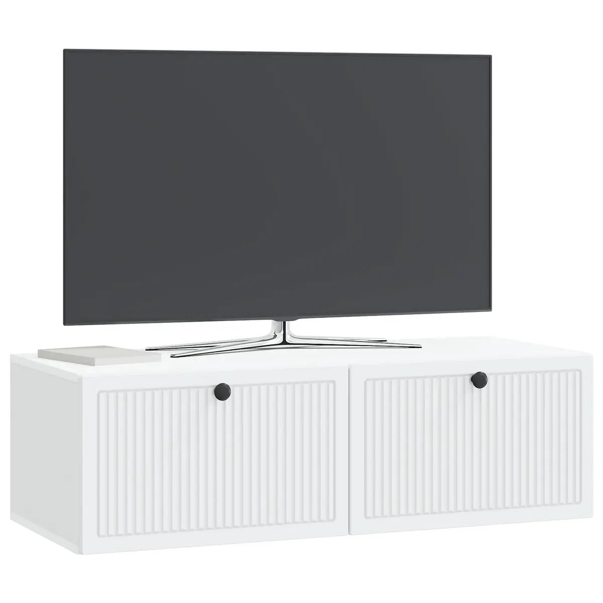 Wall-Mounted TV Cabinet White Modern Living Room Entertainment Storage Unit 98cm