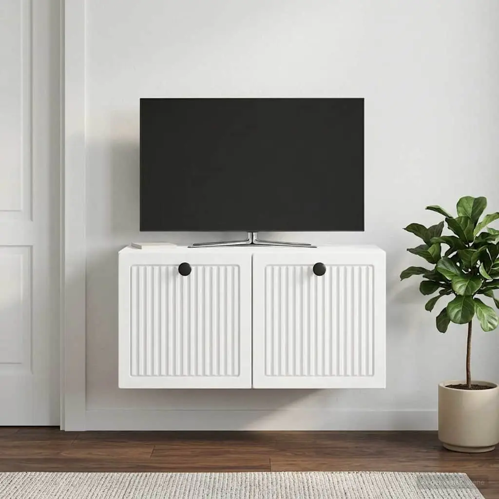 Wall-Mounted TV Cabinet White Modern Living Room Storage Unit 59.5 x 31 x 30 cm