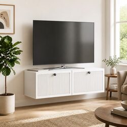 Compact White Wall-Mounted TV Cabinet, Perfect for Storage