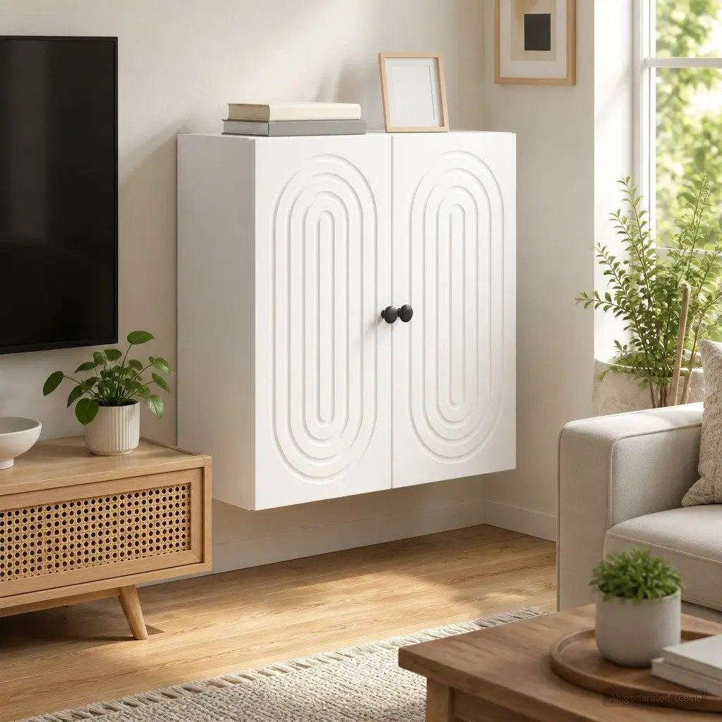 Wall-Mounted Storage Cabinet White 59 x 31 x 60 cm Vintage Aesthetic