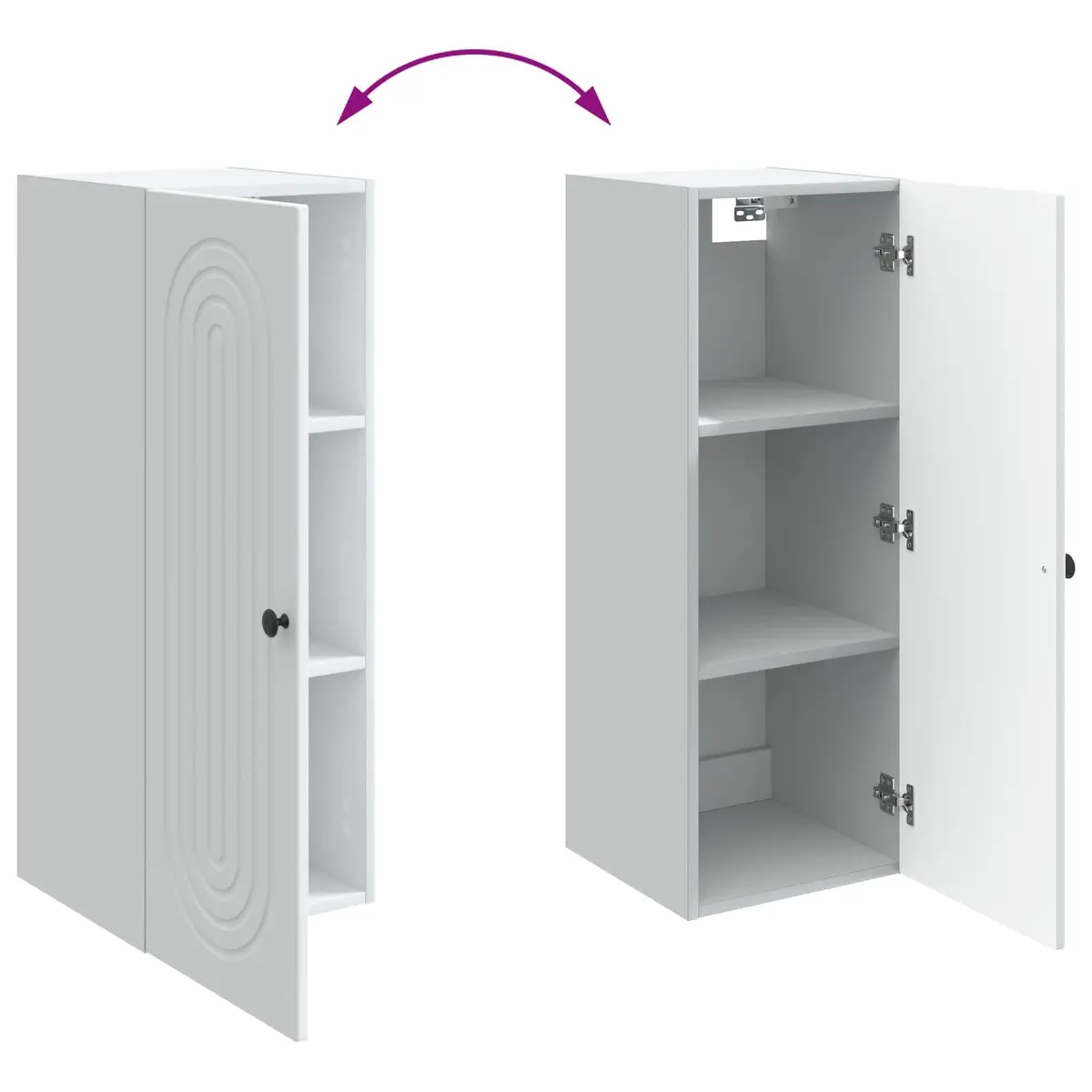 Wall-Mounted Storage Cabinet White Engineered Wood 33 x 34.5 x 90 cm 90° Swing Hinged Doors