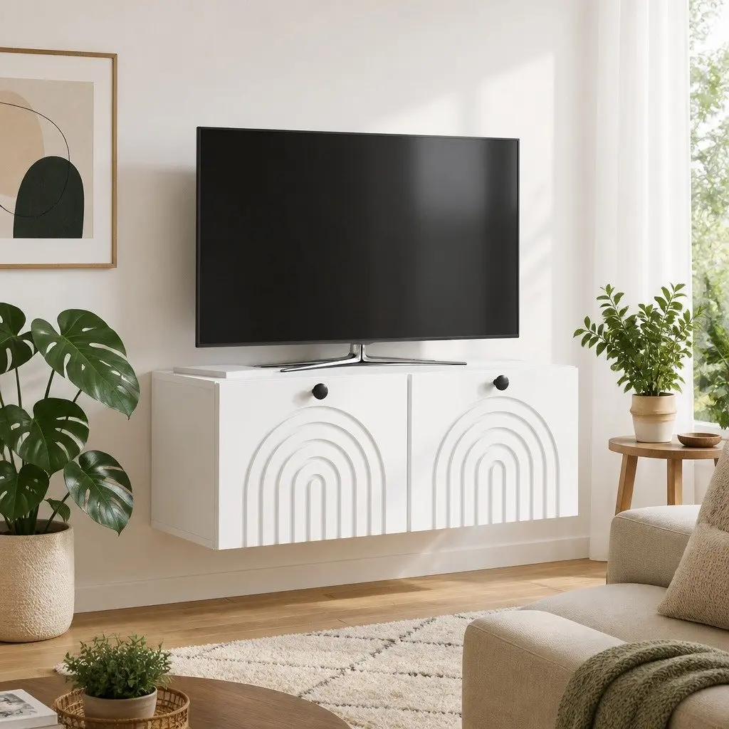 Wall-Mounted Storage Unit White 78.5 x 31 x 30 cm Engineered Wood Cabinet with 90 Degree Swing Doors for Living Room