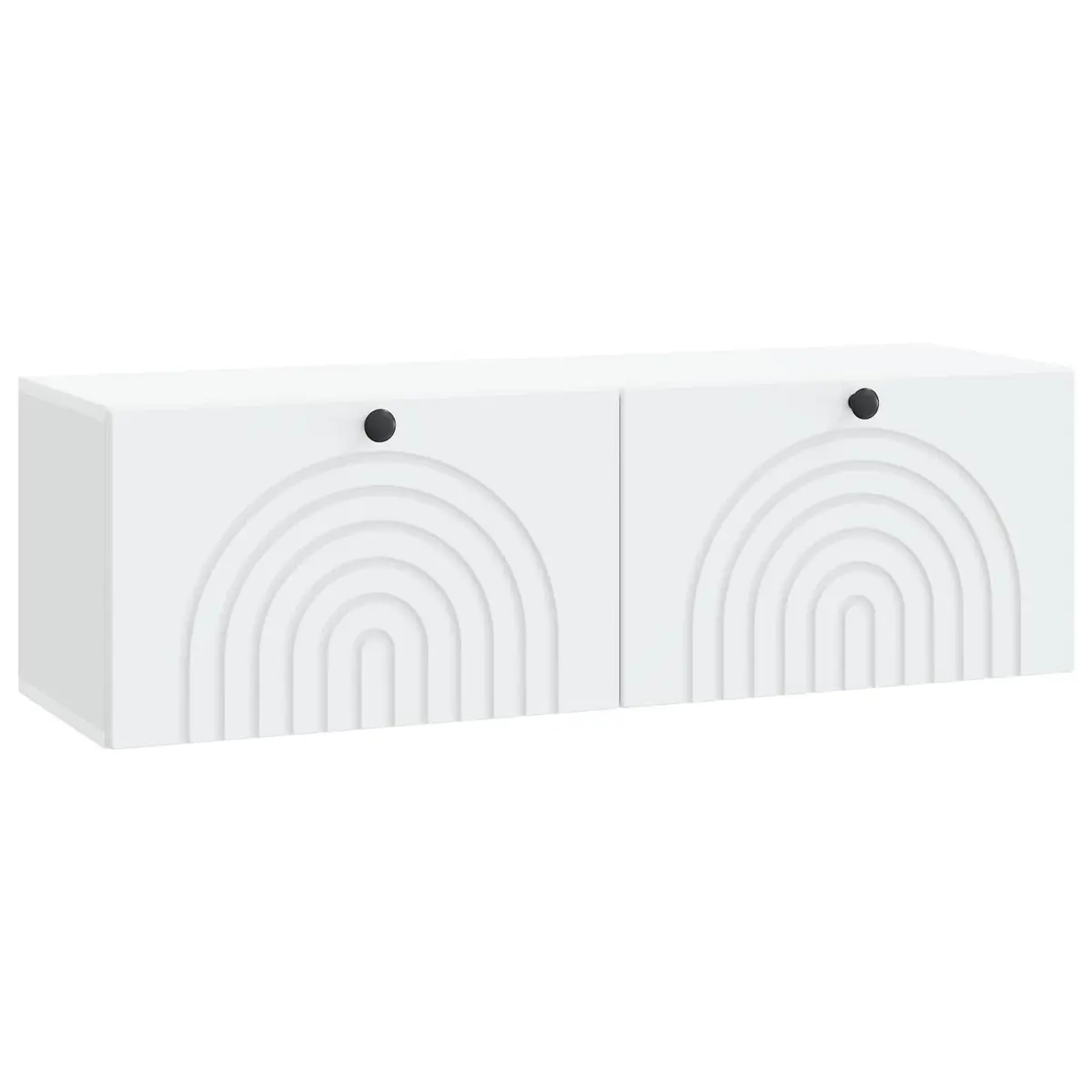 Wall-Mounted TV Cabinet White Engineered Wood Media Storage 90° Swing Doors