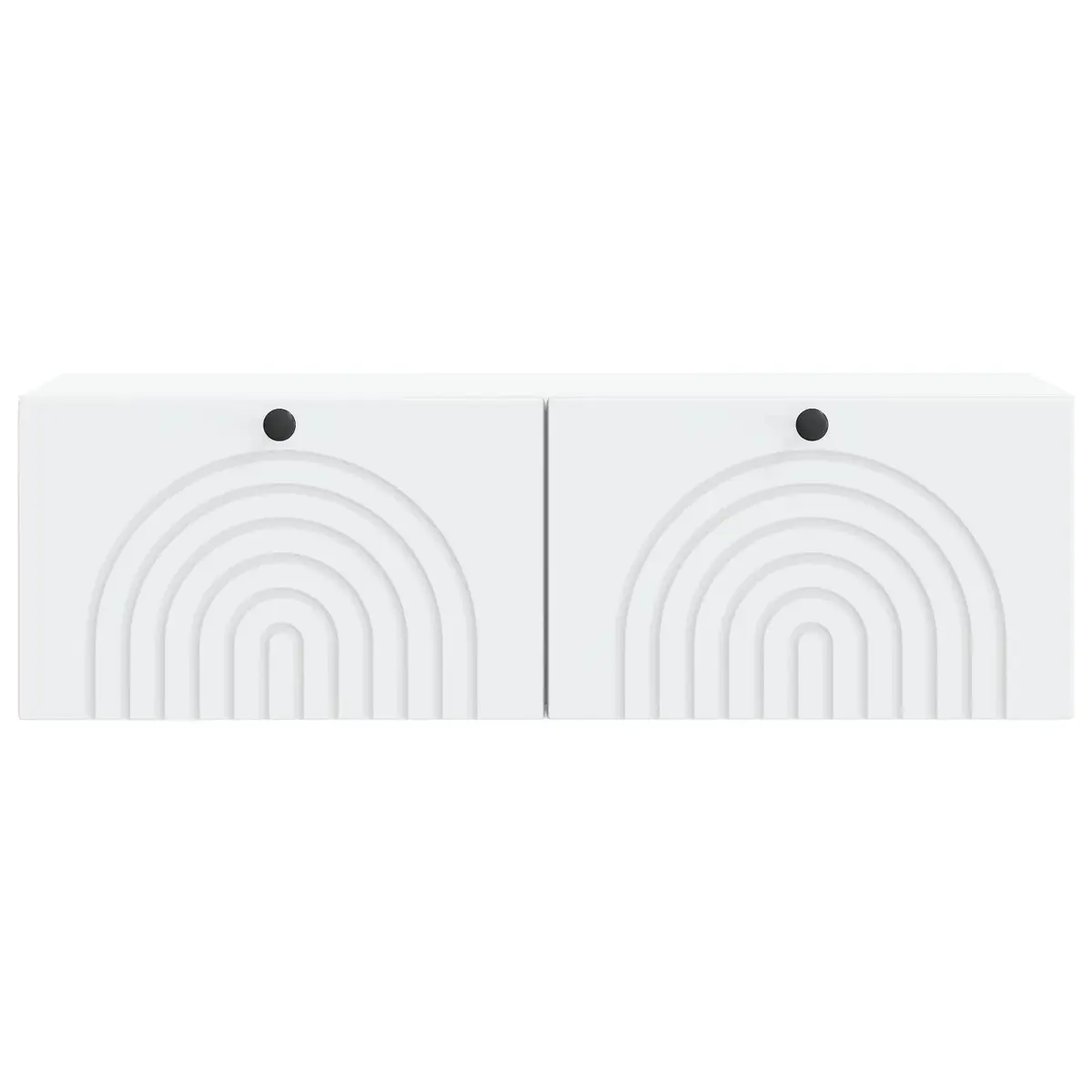 Wall-Mounted TV Cabinet White Engineered Wood Media Storage 90° Swing Doors