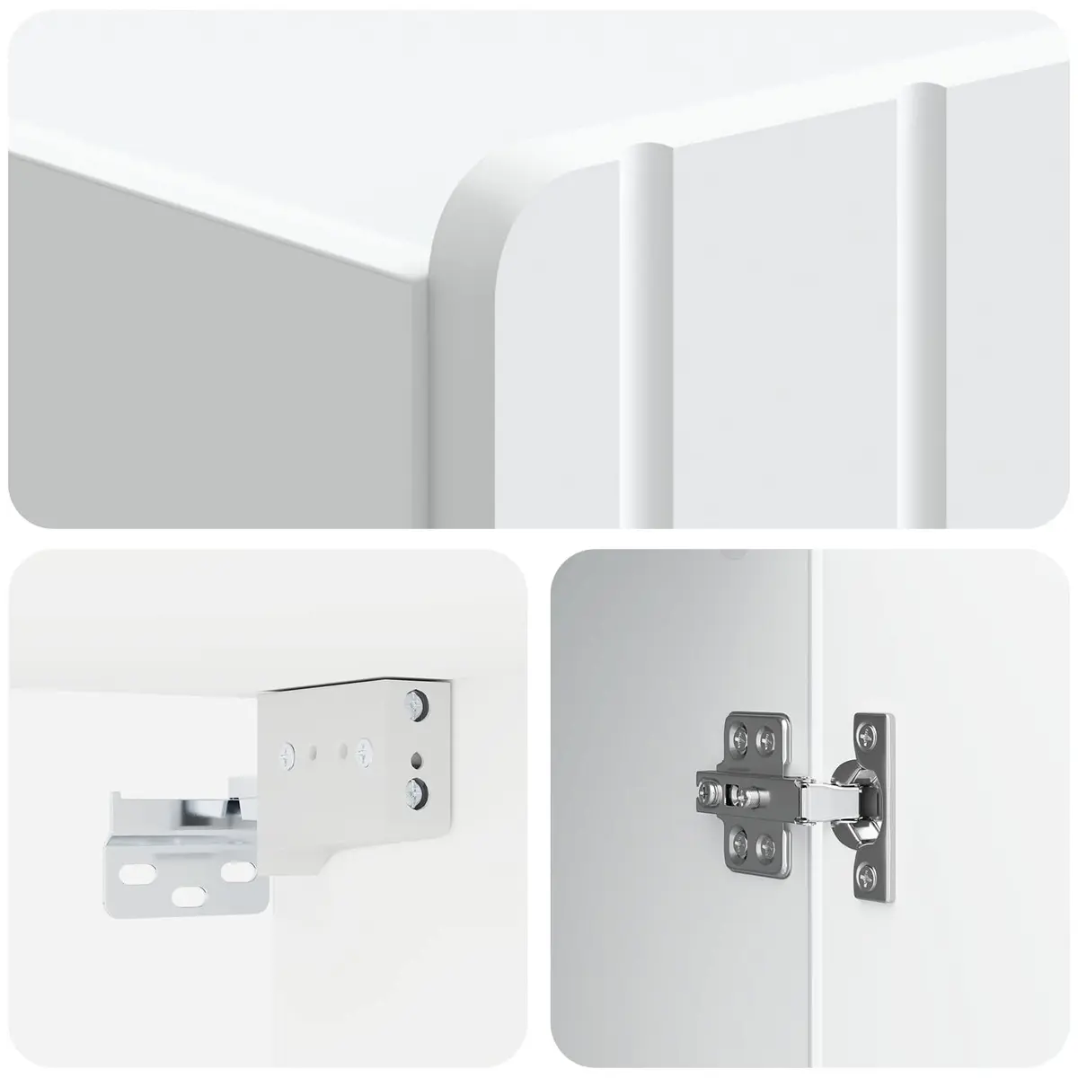 Storage Cabinet White Engineered Wood Wall-Mounted Living Room Swing Hinge Doors Internal Shelving