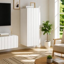 Concise White Wall-Mounted Storage Cabinet 33 x 34.5 x 94 cm