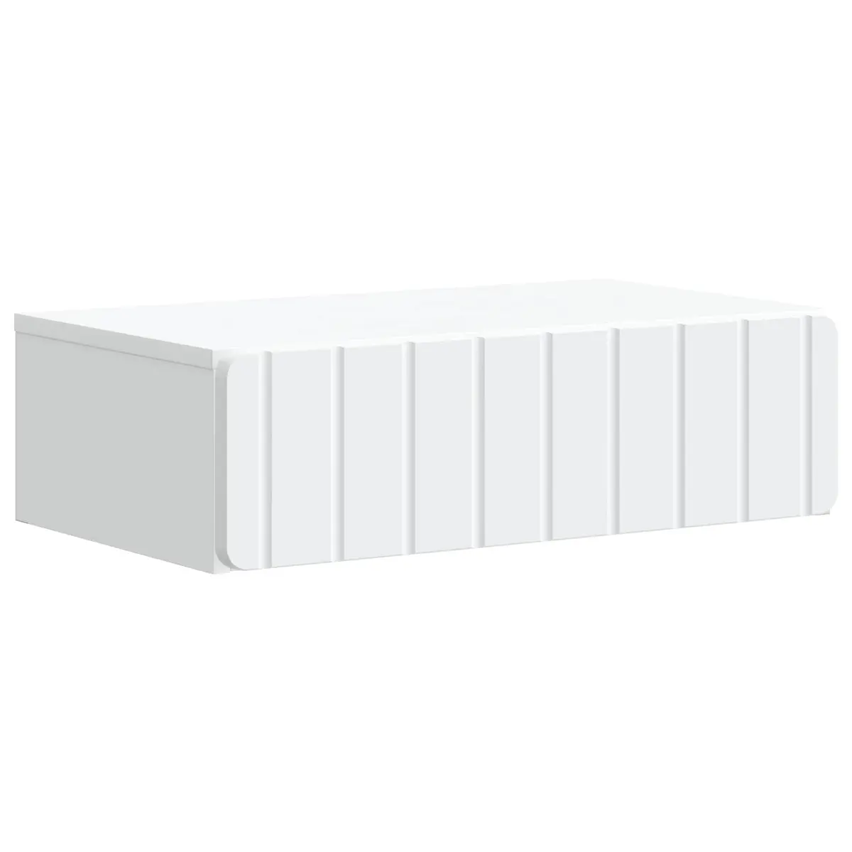 Wall-Mounted Side Table White Rectangular Engineered Wood Storage Cabinet