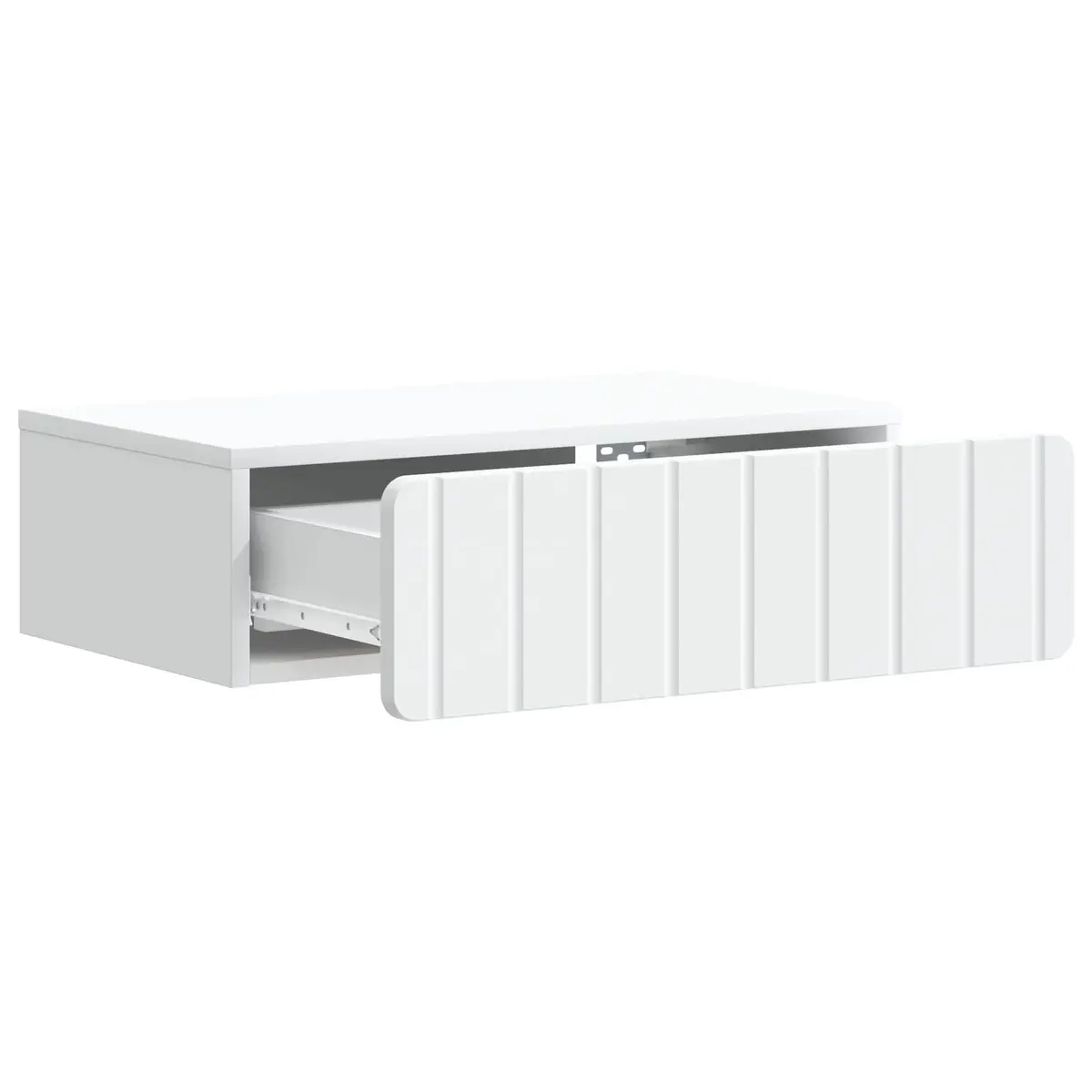 Wall-Mounted Side Table White Rectangular Engineered Wood Storage Cabinet