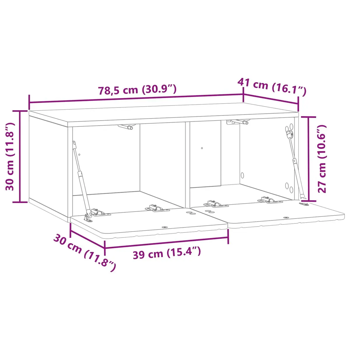 Wall-Mounted TV Cabinet, 78.5 x 41 x 30 cm
