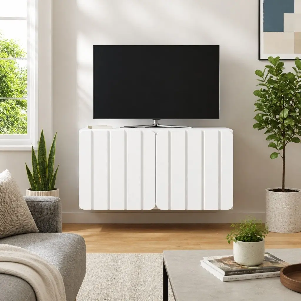 White Wall-Mounted TV Cabinet