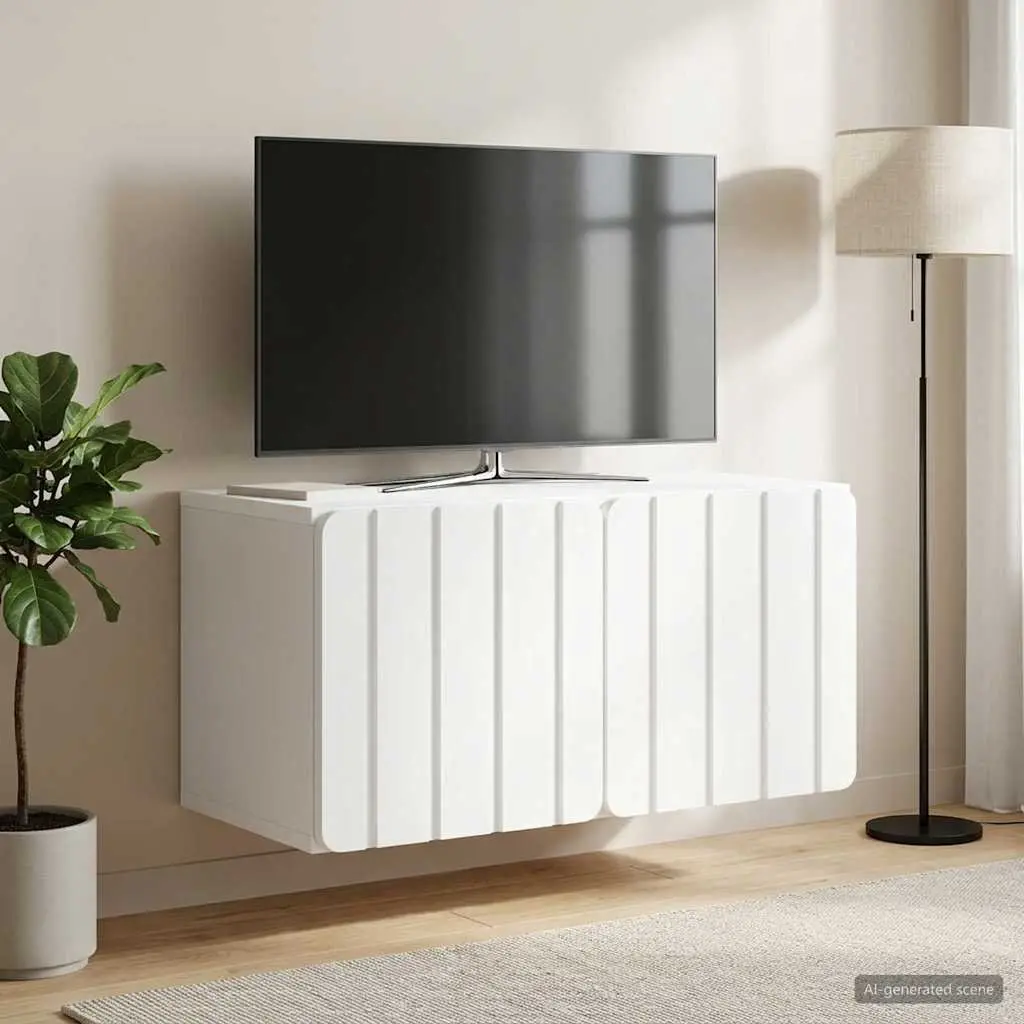 White Wall-Mounted TV Cabinet