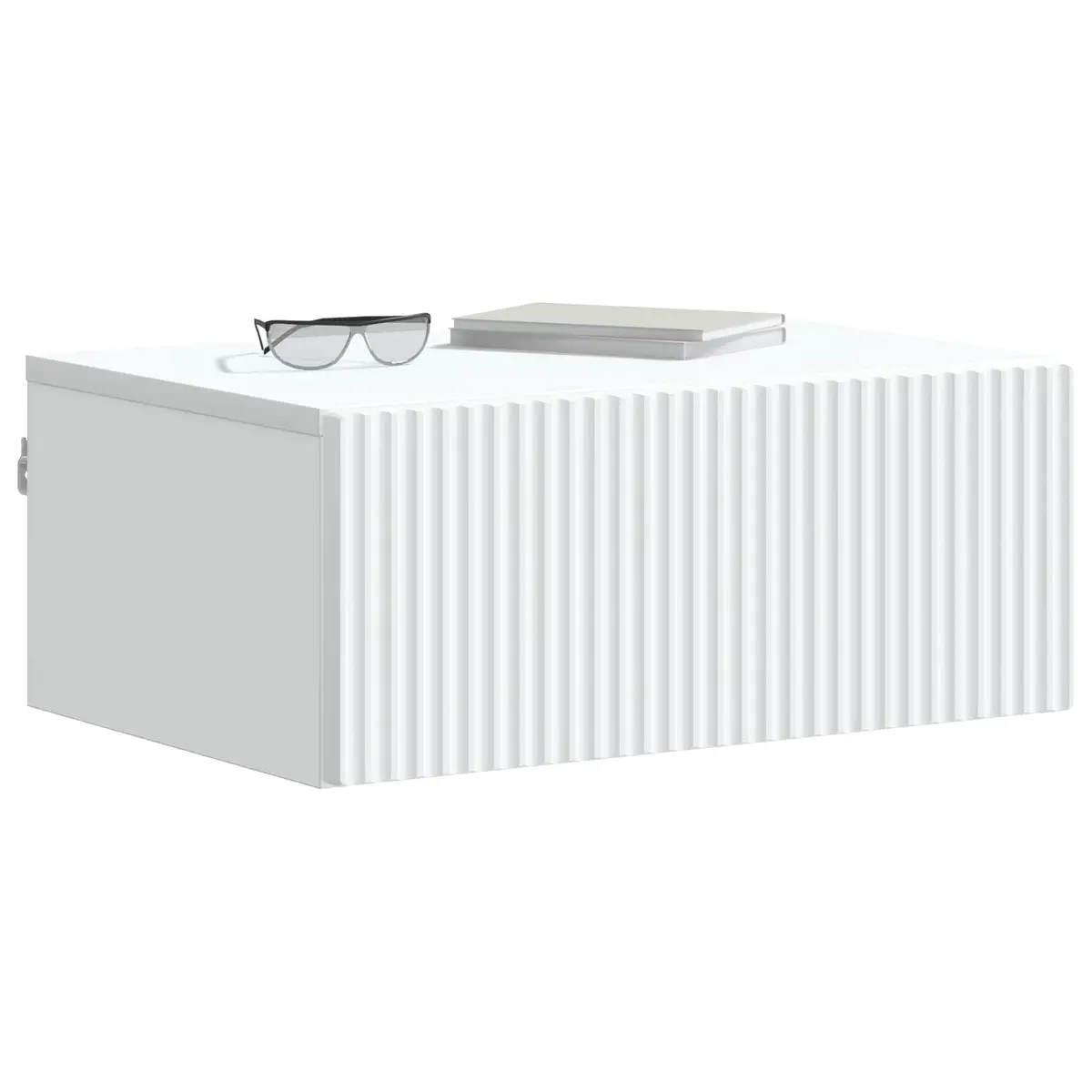 Wall-Mounted Bedside Cabinet White Compact Storage Organizer