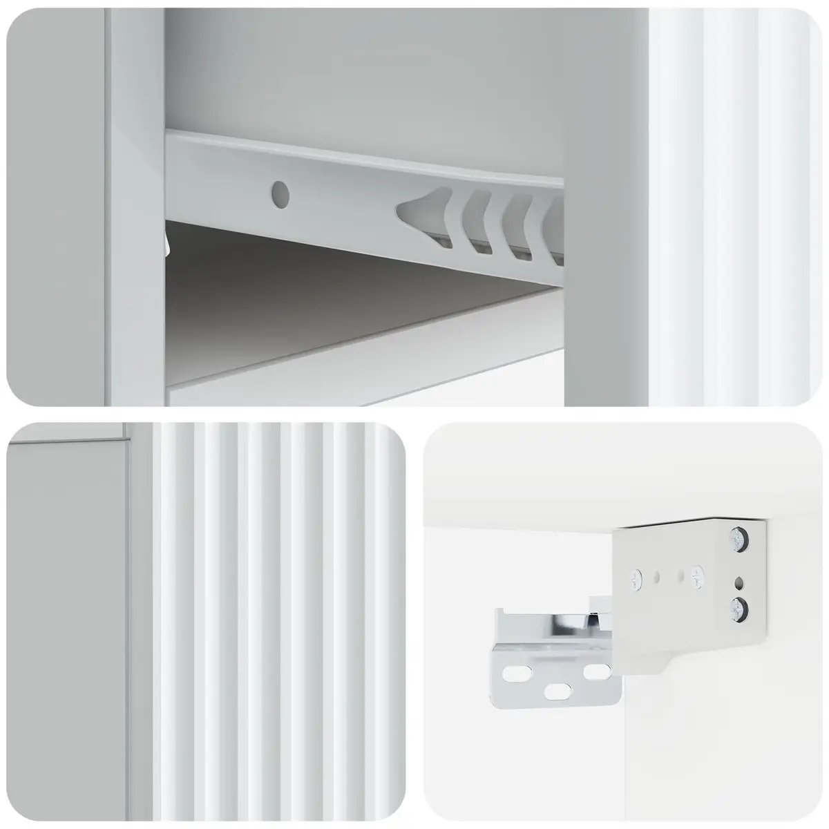 Wall-Mounted Bedside Cabinet White Compact Storage Organizer