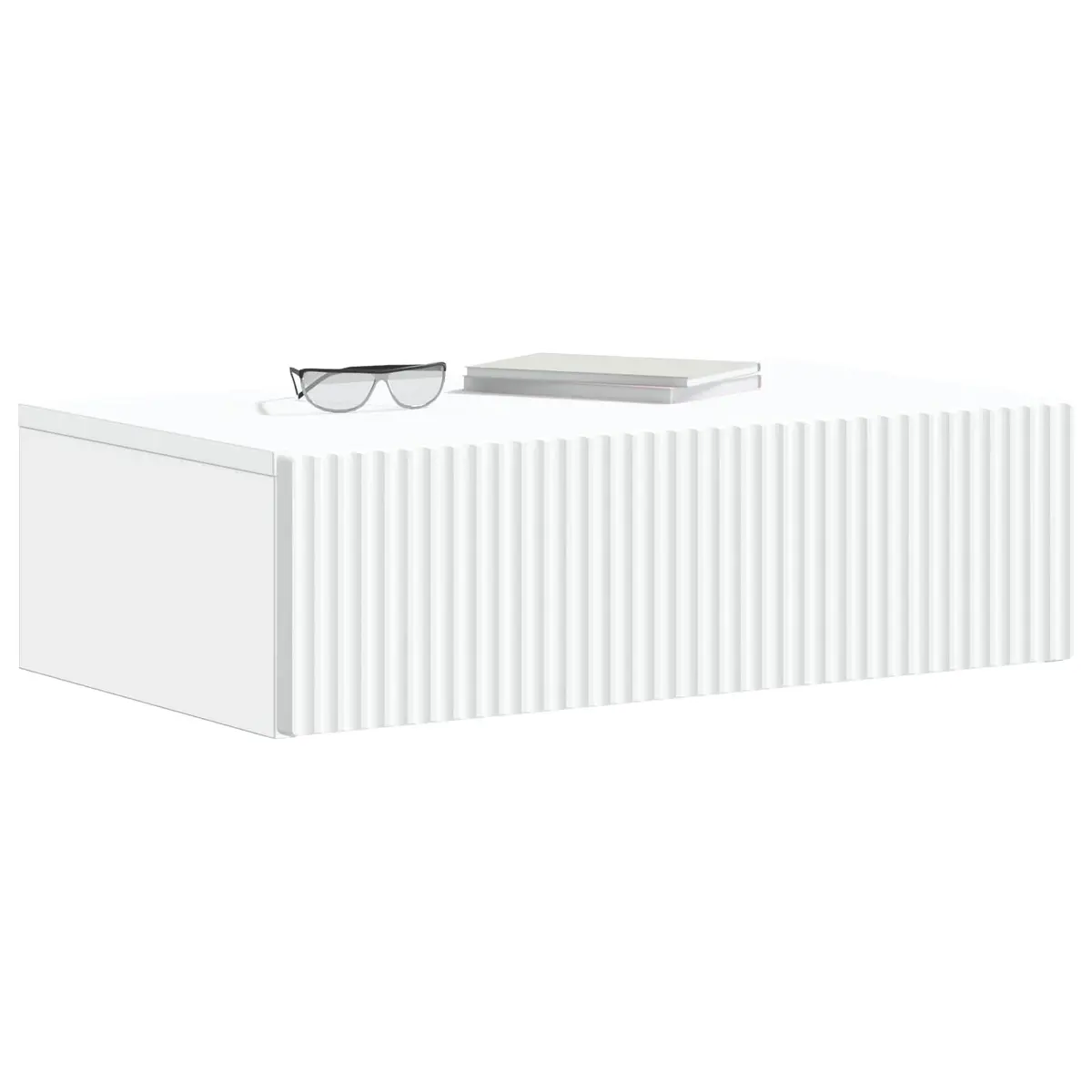 Wall-Mounted Side Table White Modern Storage 59x34.5x17cm Floating Shelf