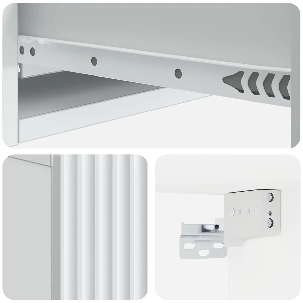 Wall-Mounted Side Table White Modern Storage 59x34.5x17cm Floating Shelf