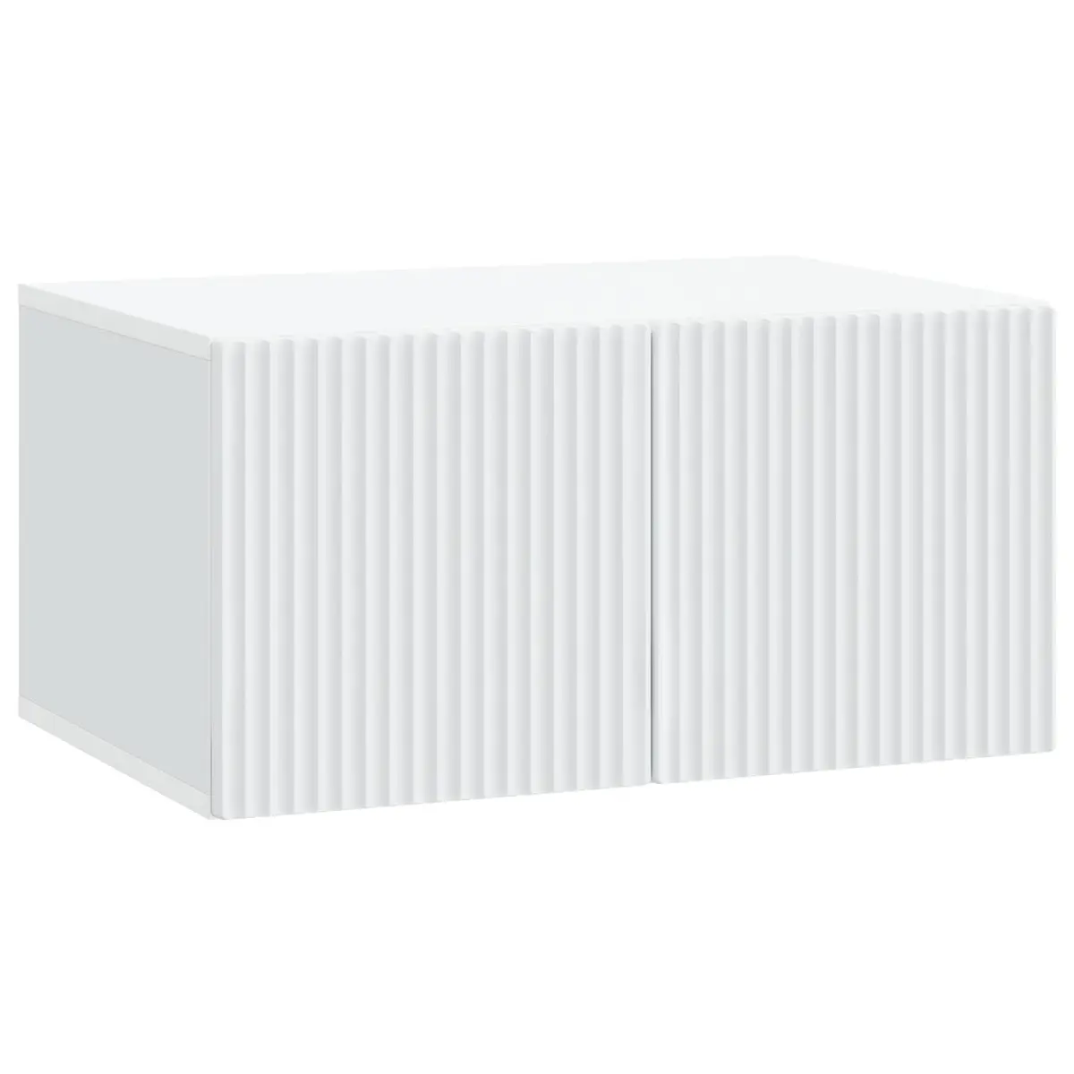 White Wall-Mounted TV Cabinet Storage Unit Modern Engineered Wood 59.5 x 41 x